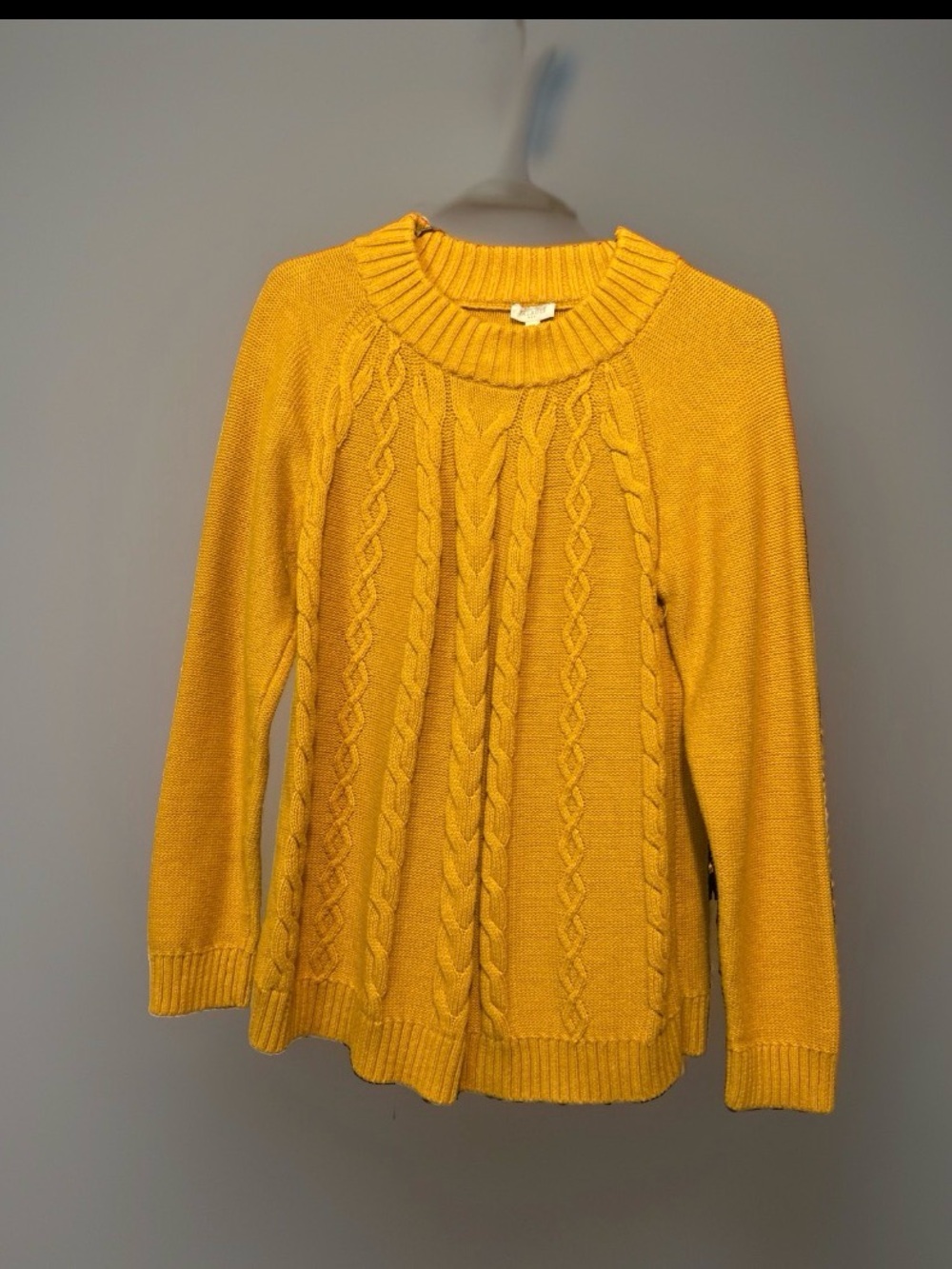 Talbots Mustard Yellow Cable Crewneck Sweater